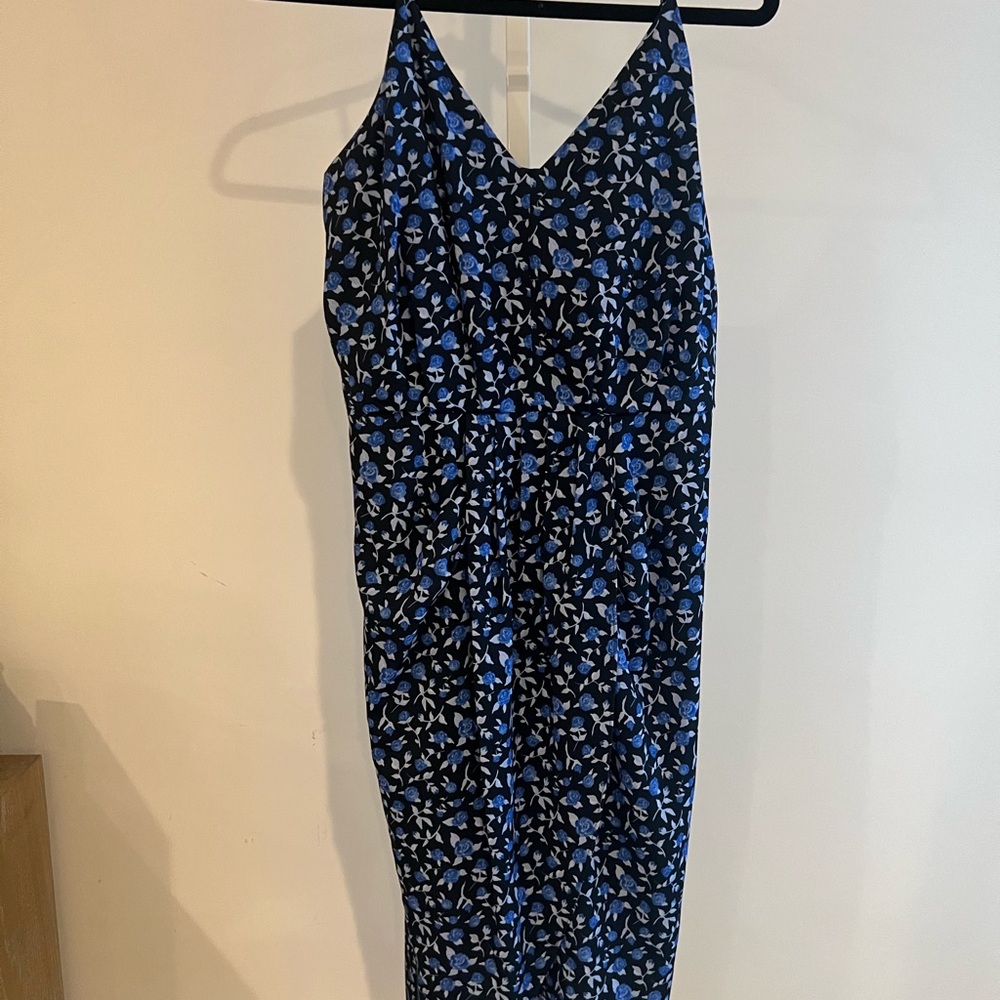 Chelsea28 Black and Blue Floral Midi Dress